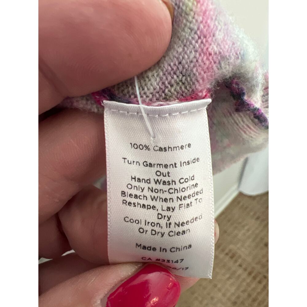 Talbots size medium 100% Cashmere sweater paisley print pink purple - Picture 3 of 4